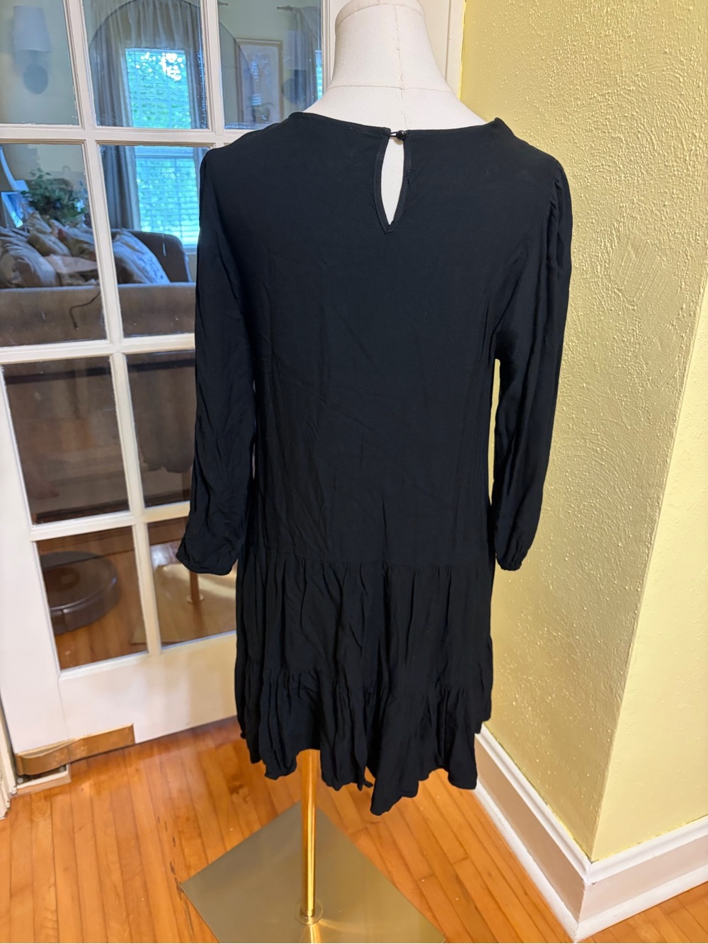 Shinestar Black Long-Sleeve Mini Tiered Dress